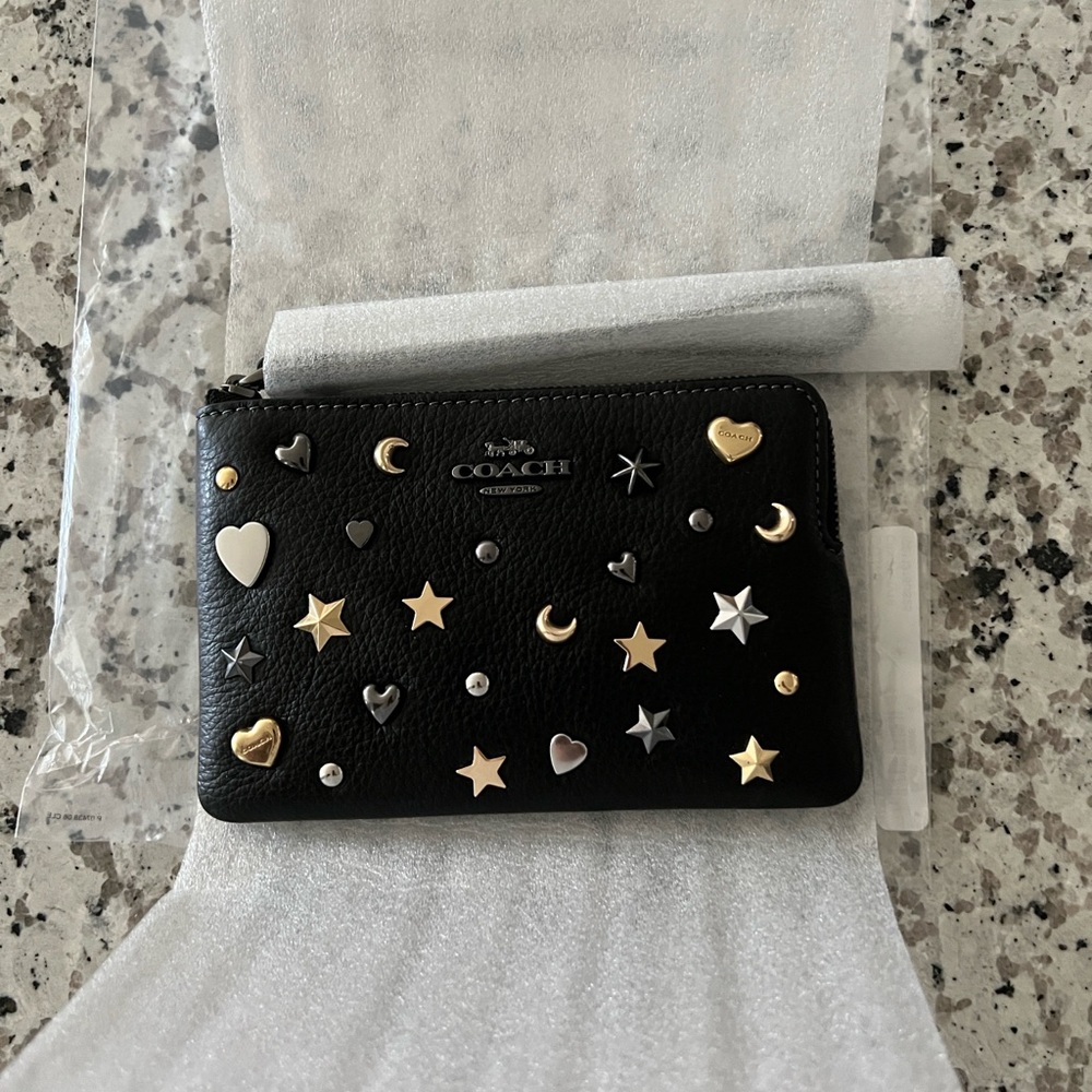 Coach Corner Zip Wristlet with Rivets NWT - Picture 5 of 8